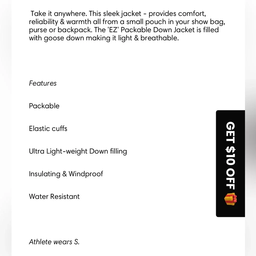 TKEQ The EZ Packable goose Down Jacket Nickel grey puffer lightweight small coat - Picture 9 of 9